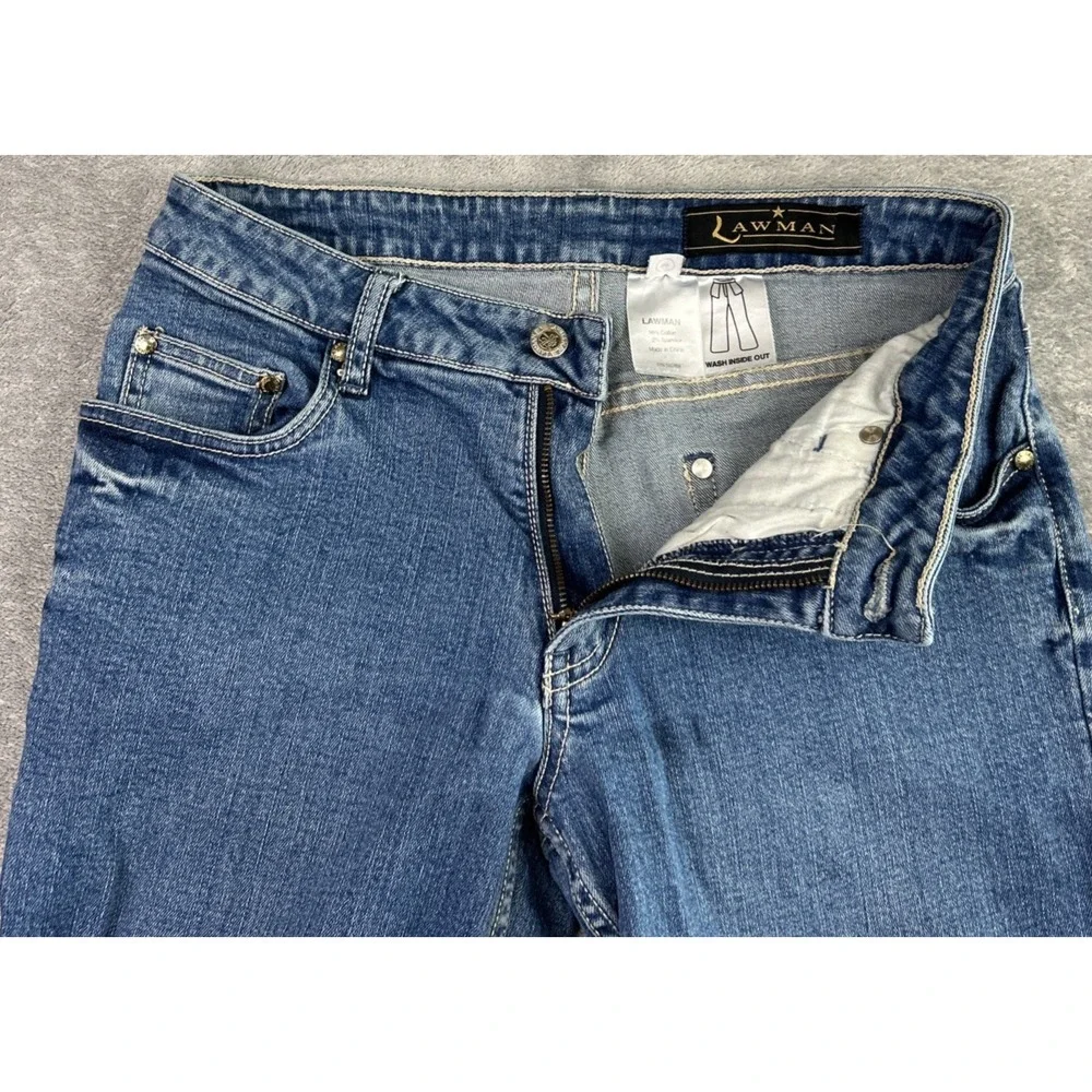Lawman Denim Jeans Straight Leg Women's 5/6 Embroidered‎ Gems Western Cowgirl